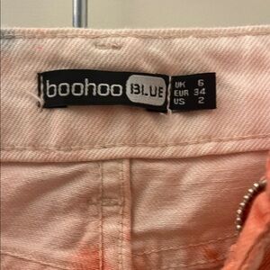 Pinky Orangish Blue White Tie Dye Jeans - cool cute stylish - Boohoo Blue sz2